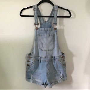 Encore Light Wash Jean Overall Shorts